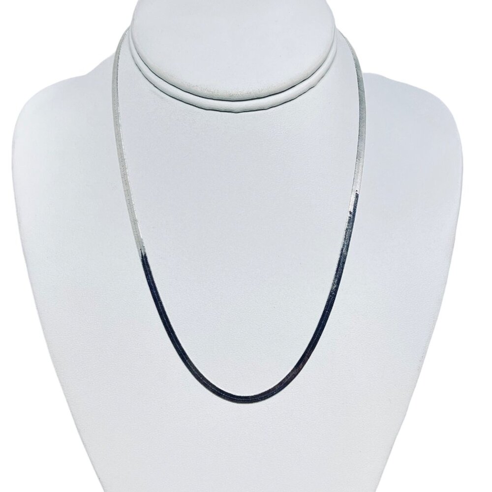 Silver Tone Herringbone Necklace (5469) - Picture 2 of 9